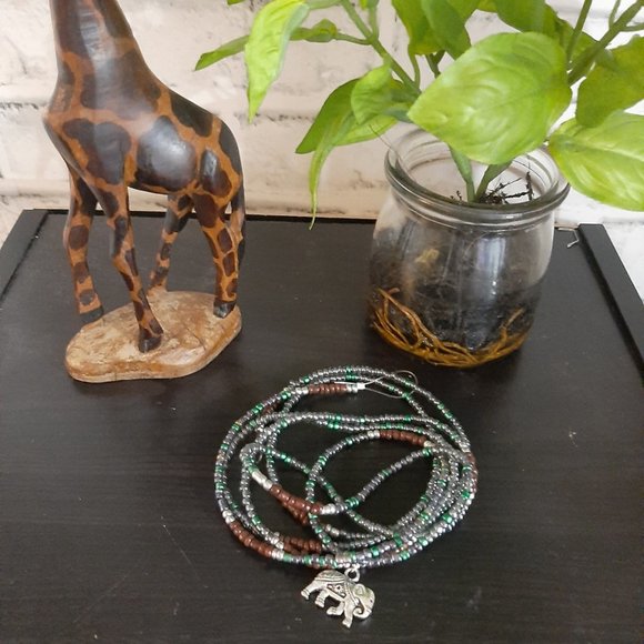 NWT Handmade Waist Bead with  'Elephant' charm up to 52" waist/ hip - Picture 4 of 6
